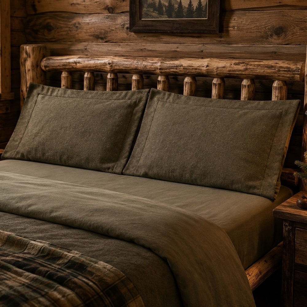 Pendleton 100% Wool Pillow Shams Set of 2 Heathered Brown Made in USA 21x28